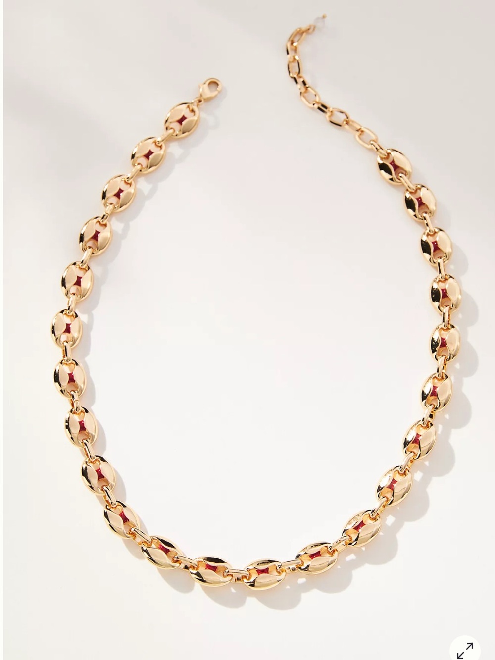 Anthropologie Enamel Puffed Marina Link Red Pink Statement Choker Necklace NWT